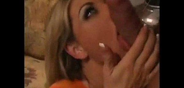  Blonde slut jizzed on her face and mouth